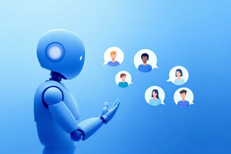 Ilustração de um smartphone com o ícone do WhatsApp e um chatbot