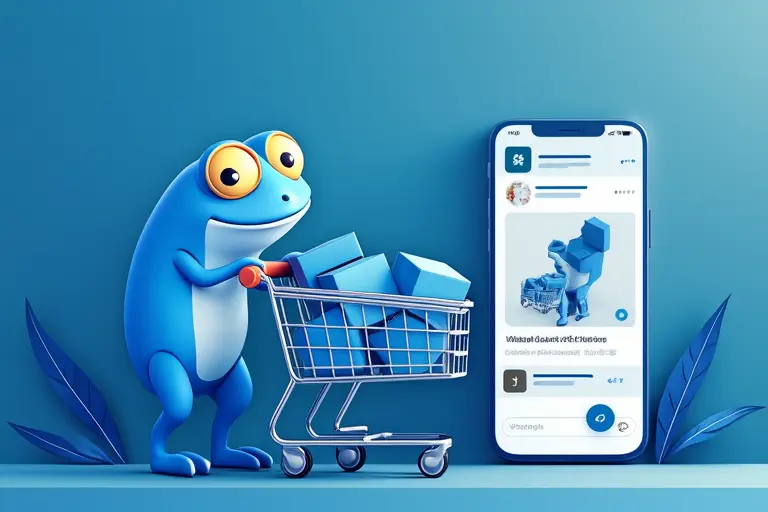 Ilustração mostrando a interação entre um Agente de IA e um cliente de e-commerce via WhatsApp no Brasil, com elementos que representam tecnologia e comércio eletrônico.